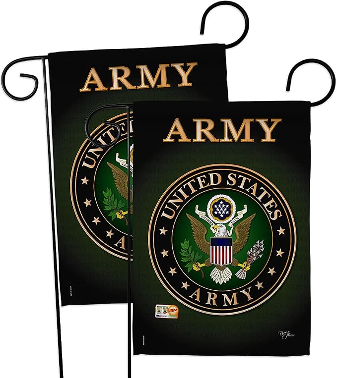 Army Garden Flag - 2pcs Pack Armed Forces Rangers United State American Military Veteran Retire Official - House Decoration Banner Small Yard Gift Double-Sided Made in USA 13 X 18.5
