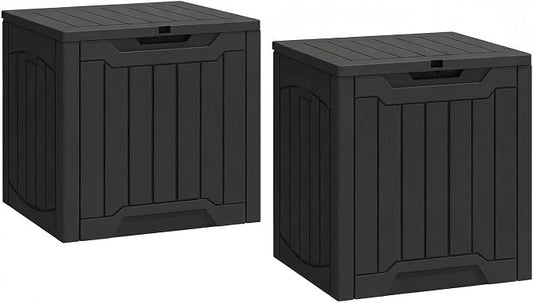 YITAHOME 31 Gallon Deck Boxes Set of 2, Lockable Outdoor Storage Bins for Patio Cushions, Garden Tools, Weather-Resistant Resin Storage Solution, Black