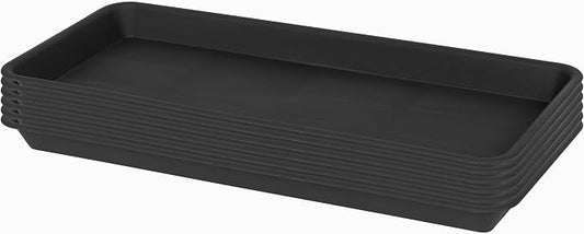 Vuwez Plant Saucer Tray, Heavy Sturdy Long Narrow Plastic Plant Saucers Drainage Trays for Indoors No Holes, Plant Drip Trays for Pots Base, Seed Starter Growing Tray (6.5 X 13 inch, Black)