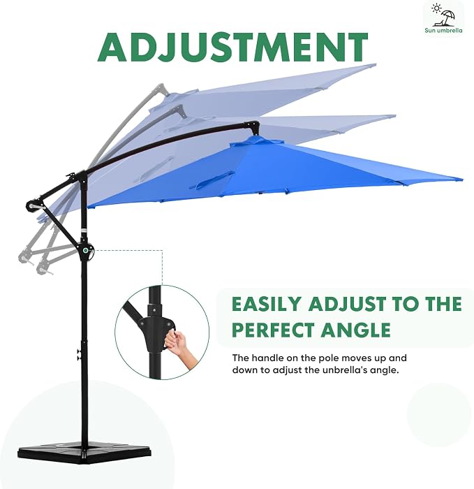 NEWBULIG 10FT Patio Umbrella, Offset Cantilever Outdoor Patio Table Umbrella, UV Protection, Fade Resistant Fabric, Easy Tilt Adjustment for Pool, Deck, Garden, Backyard, Red