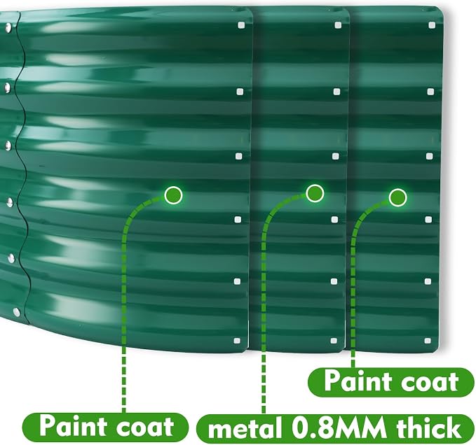 YSEJOMP 17" Tall Round Outdoor Garden Raised Garden Bed Kits-0.8MM Thick Metal Raised Planter Bed/Ground Planter Box for Variety of Flowers,Herbs,Vegetables,Trees (Dark Green, 40 Dia X 16.5 inches)