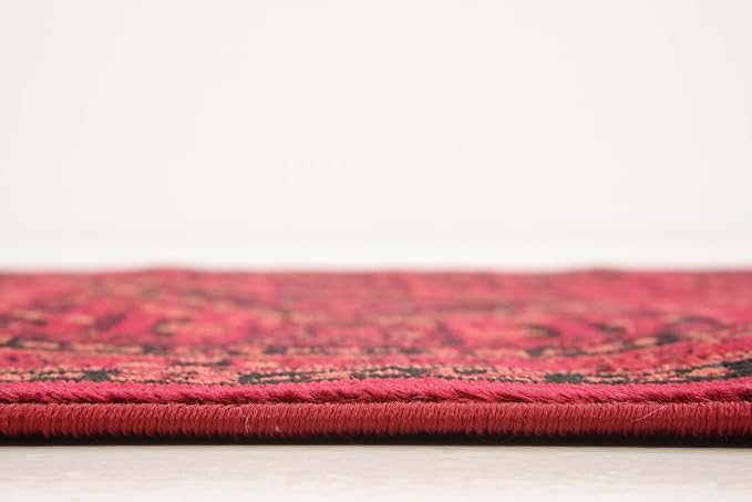 Unique Loom Tekke Collection Area Rug - Sheibani (2' x 8' Runner Red/Black)