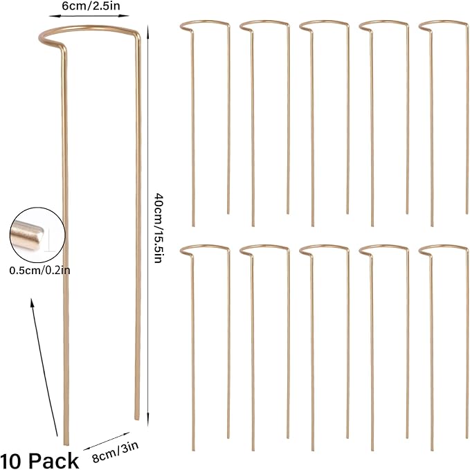 10-Pack Large Indoor Plant Stakes - 15.5-Inch Heavy Duty Metal Supports for Monstera and Outdoor Plants | Ideal for Supporting Tall Plants & Enhancing Garden Displays |