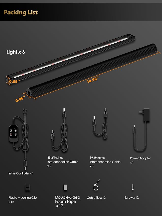 T5 Smart Grow Light for Indoor Plants,3500K Full Spectrum LED Plant Light Strips with 3/9/12H Auto Timer,Stepless Dimming,Modular Design，Plug and Play (Black, 2 Pack)