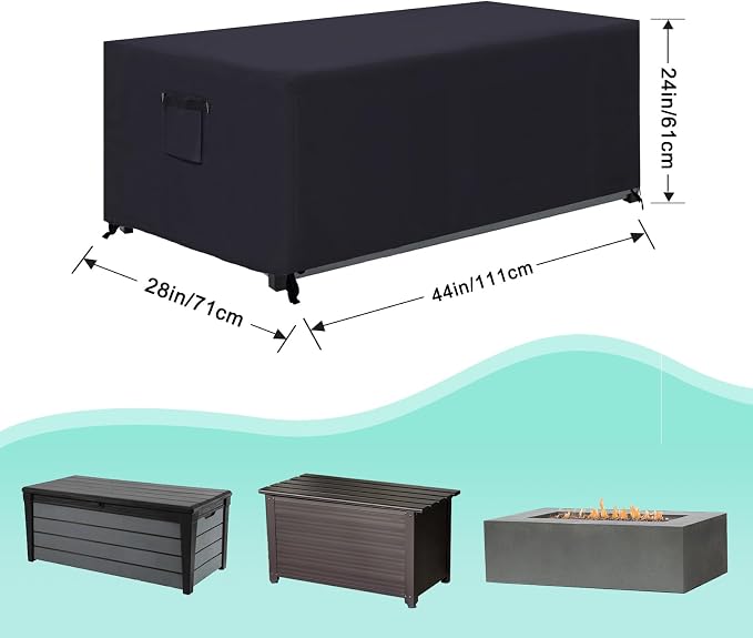 ABCCANOPY Patio Deck Box Cover Waterproof And Dustproof Winter Protection Outdoor Storage Box Cover Universal Furniture Cover 44x28x24 Black
