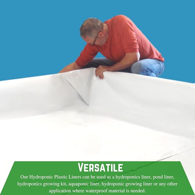 Farm Plastic Supply Dura-Skrim White Hydroponic Plastic Liner 20 mil String Reinforced & UV Resistant - Hydroponic Growing Kit, Hydroponic Liner, Pond Liner, Durasmooth (18' x 100')