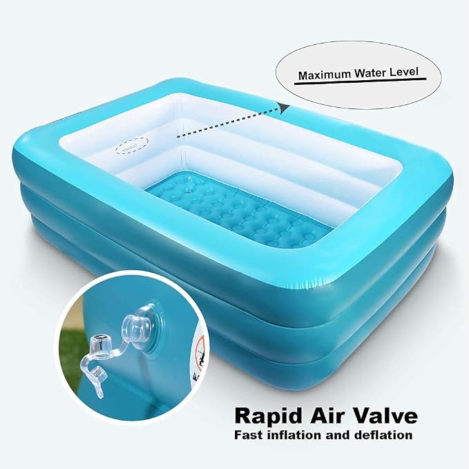 Inflatable Pools for Kids and Adults, 82" X 57" X 25" Kiddie Pools with Inflatable Soft Floor, Durable Family Swimming Pool for Backyard, Garden or Indoor (Green)