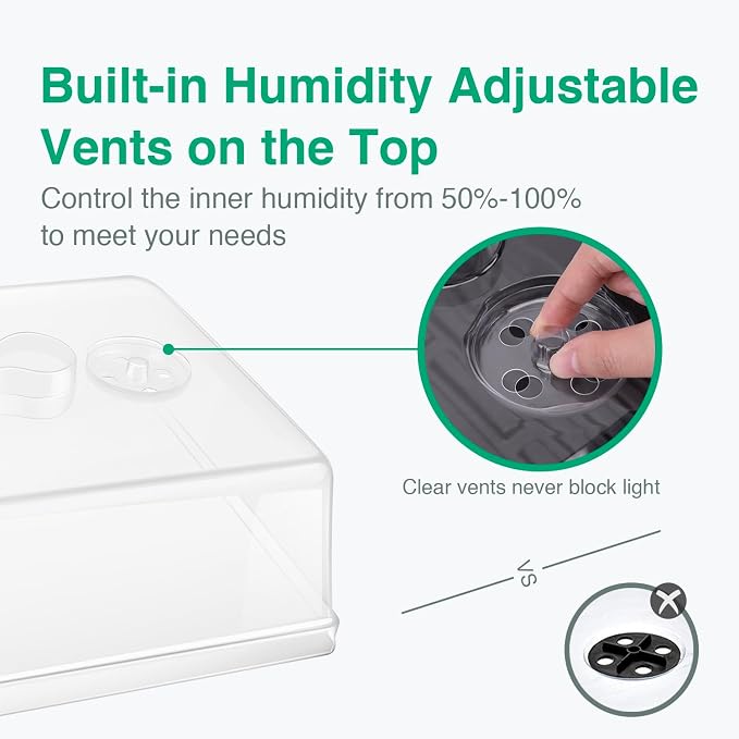 SOLIGT [Thick Plastic] 5-Set Strong Seed Starter Trays with 5" Humidity Domes for Seed Starting, Germination, Seedling Propagation & Plant Growing, Holds 240 Cells in Total