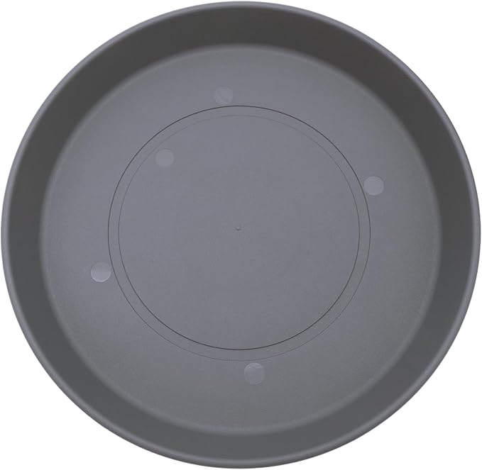 The HC Companies Round Prima Flower Pot Saucers - Plastic Plant Saucer for Outdoors & Indoors - Traditional Plant Pot Trays for Water Drainage -Durable Plant Tray (12-inch Warm Gray, Pack of 1)