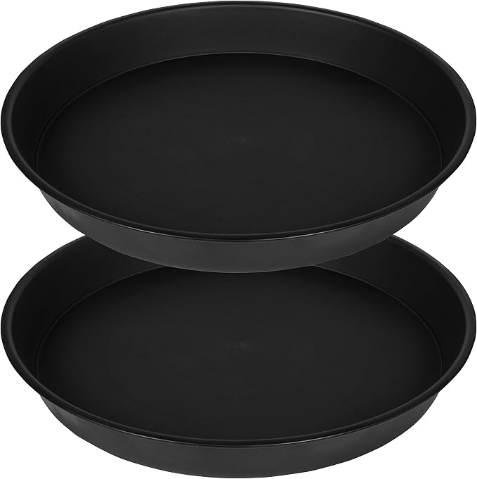 2 Pack Bird Bath Bowl 14", 1.6" Depth, 13 14 15 16 17 20 24 inch Plastic Birdbath Bowls Only, Birdbaths Dish for Outdoor Garden, Extra Large Plant Saucer (14", Black)