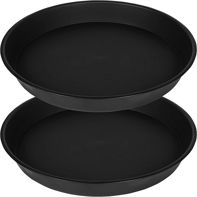 2 Pack of Bird Bath Bowl 18 19 inch, 2.7" Depth, 20 21 22 23 24 25 26 inch Heavy Duty BirdBath Bowls only, Plastic Round Large Plant Saucer Dish for Garden (19", Black)