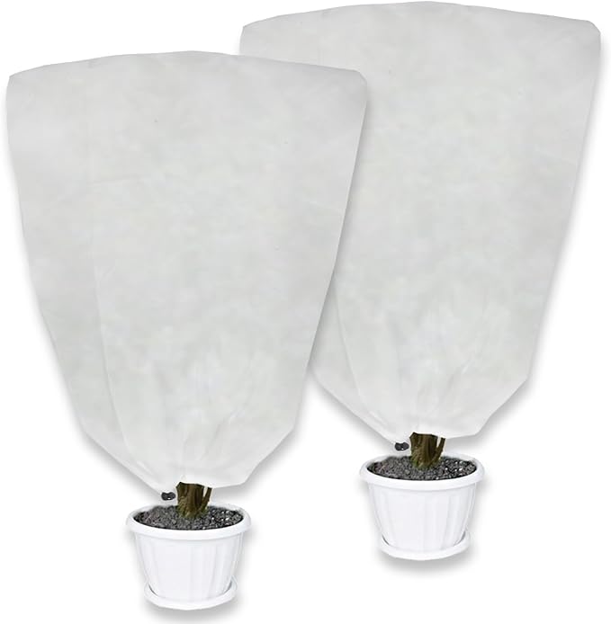 2 Pack Plant Covers Freeze Protection for Winter, 47.2"×31.5" Frost Cloths for Outdoor Plants Cold Weather Blankets with Drawstrings