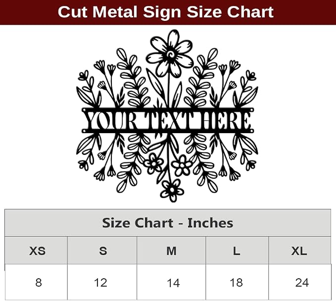 MeMate Custom Name Garden Sign - Metal Flowers Art Decoration, Personalized, 8-24 Inches, Housewarming Gift