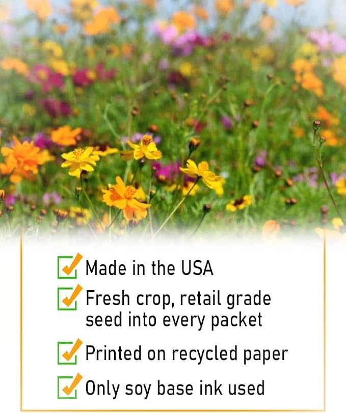 25 Wildflower Seed Packets - Baby Shower Favors for Guests - Gender Reveal Party Supplies - Wild Flower Seeds Throw and Grow Perennial & Annual Mix to Attract Pollinators Bees and Butterflies Non-GMO