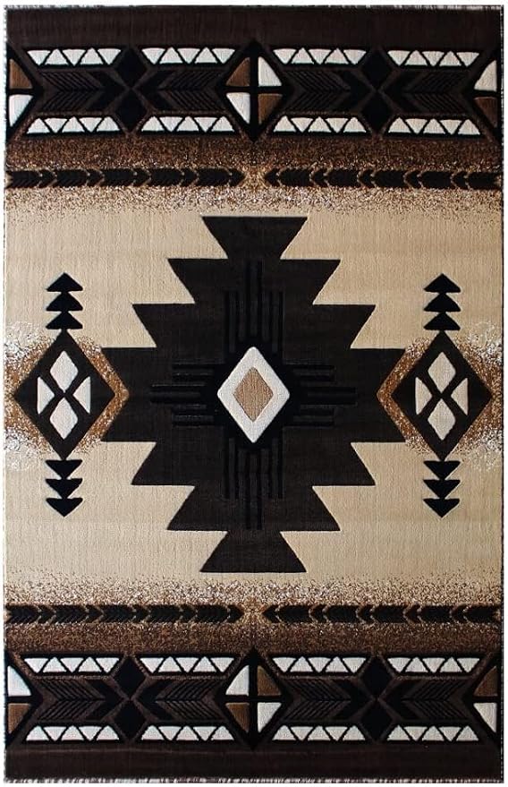 YHSF South West Native American Area Rug C318 - Easy Clean, Thick, Soft, Durable Native Tribal American Indian Inspired Rug for Bedroom/Living Room & More - Berber, 5 Feet 11 Inches x 8 Feet 6 Inches