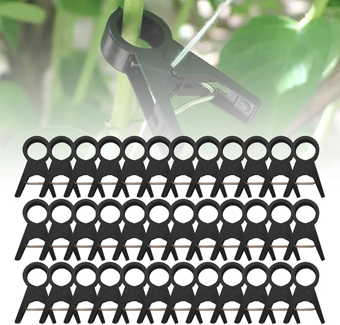 Plant Support Clips Reusable Garden Clips, Secured Plastic Plant Clips for Climbing Plants Outdoor, Plant Fixing Clips Tomato Clips for String Trellis, Vine Clips Trellis Clips (100, Black_30MM)
