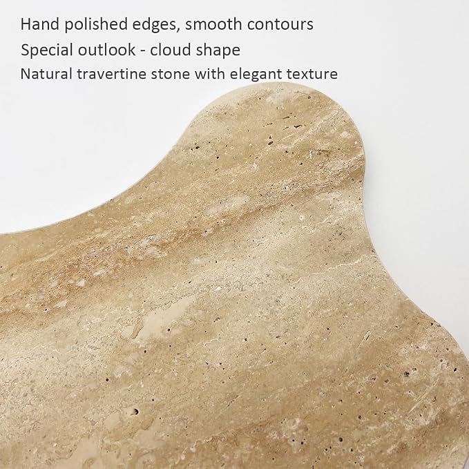 Cloud Shaped Travertine Vanity Tray, 13.3 x 8.3 Inch Natural Stone Decorative Catchall Tray for Bathroom Countertop, Beige Marble Jewelry Dish Perfume Tray for Coffee Table Dresser Nightstand