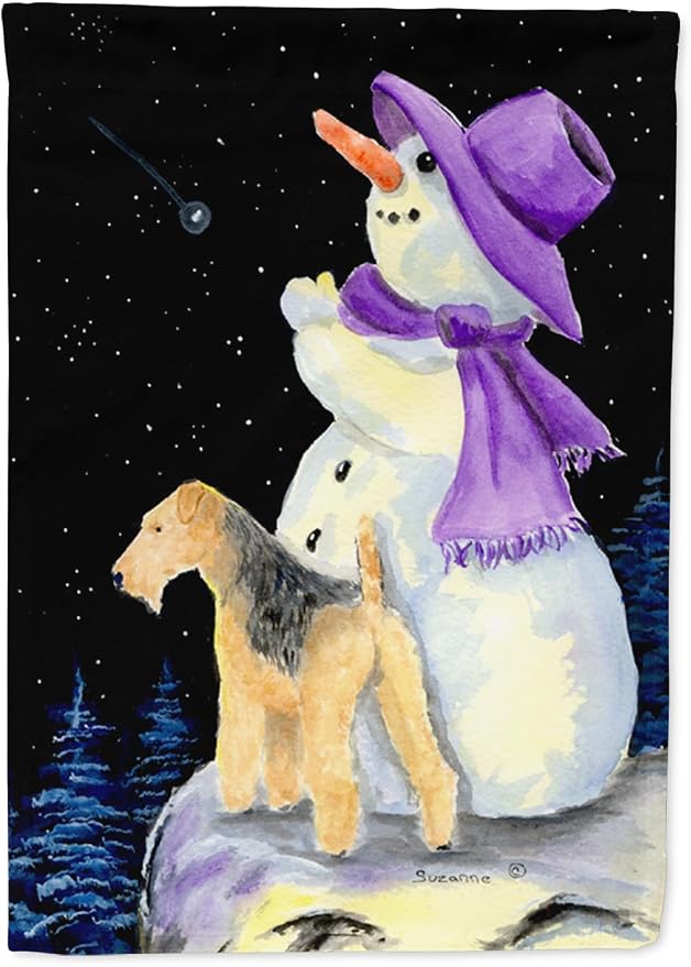 Caroline's Treasures SS8956GF Snowman with Lakeland Terrier Garden Flag Mailbox Flag Decorative Yard Flag Banner Outside Patio Artwork Yard Flower Beds, Garden Size, Multicolor