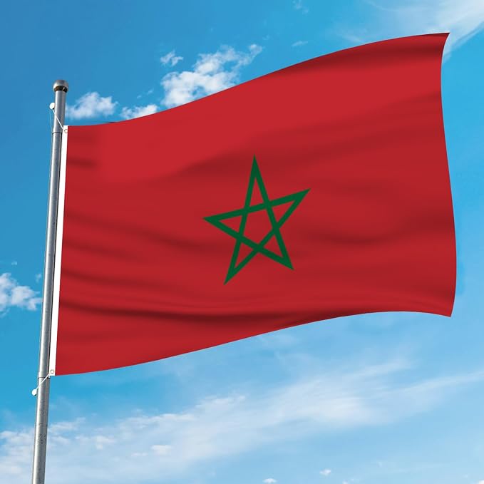 AhfuLife Morocco Flag 3x5 Ft 2 PCS, Large Morocco National Flags for Outside - Double Side with Brass Eyelets for World Cup Party Decorations, Soccer Party Bar Garden Decoration Indoor Outdoor