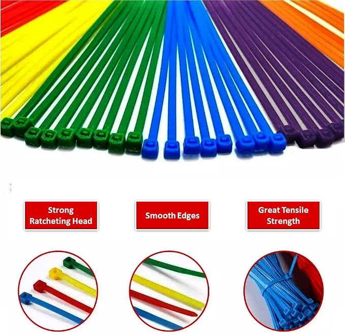 Kable Kontrol Blue Zip Ties 14 Inch 100 Pcs, 50 Lbs Tensile Strength, Self-locking Nylon Colored Cable Ties Wire Wraps for Indoor or Outdoor Use