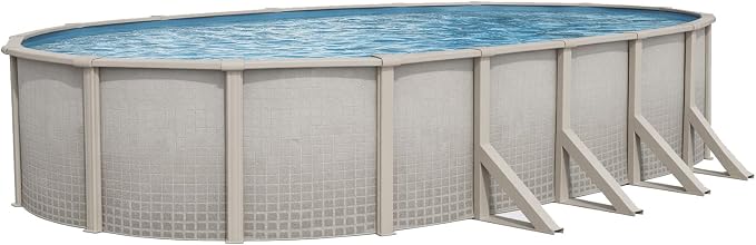 Lake Effect Pools 'Impressions' 12 ft x 24 ft Oval Above Ground | Swimming Pool | 48 Inch Resin Protected Steel Sided Walls | Bundle Includes: 25 Gauge Overlap Liner & Widemouth Skimmer