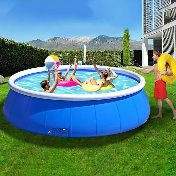 Montary Large 96"x96"x24.8" Inflatable Swimming Pool for Family- Thickened Backyard Summer Pool, Outdoor Blow Up Design with Coil Mesh, Foldable & Portable