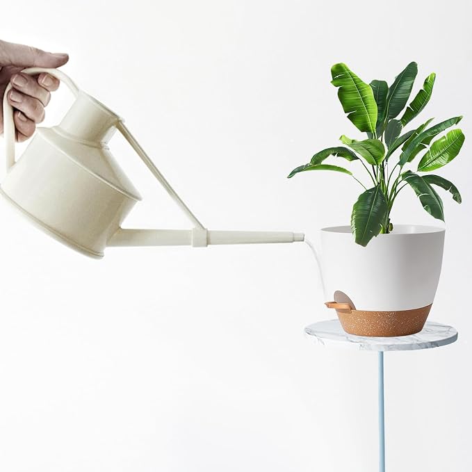 White Self Watering Pots with Drainage Planting Pot for HousePlants Plastic Flower Pots Outdoor Plant Pots Gift Idea Decorative Flower Pots Draining Pots for Indoor Plants