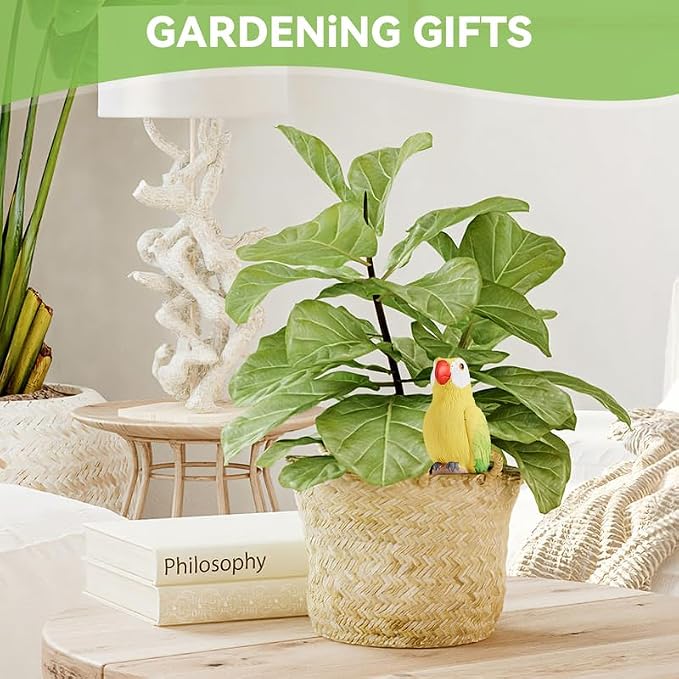 Yeswhat Self Watering Plant Spikes 4 Pack, Terracotta Parrot Automatic Plant Waterer for Indoor Outdoor Plants, Slow Release Watering Stakes, Vacation Plant Watering Devices for Potted Plants Garden