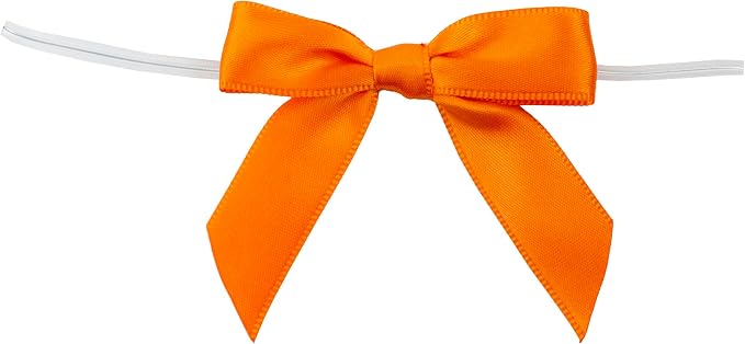 Reliant Ribbon 5171-05803-2X1 Satin Twist Tie Bows - Small Bows, 5/8 Inch X 100 Pieces, Orange