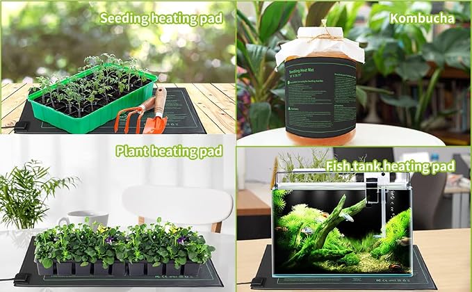 NAMOTEK 2 Pack Seedling Heat Mat, Durable Waterproof Seed Germination Heating Mat, Warm Hydroponic Plant Heating Pad