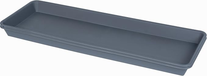 VUWEZ 2 Pack of Plastic Plant Tray Saucer Rectangular 17 18 inch, Plant Trays Saucers for Indoors Outdoor, Plant Water Drip Tray for Flower Pot Planter, Windowsill Plant Tray (7.8 X 17.5'', Gray)