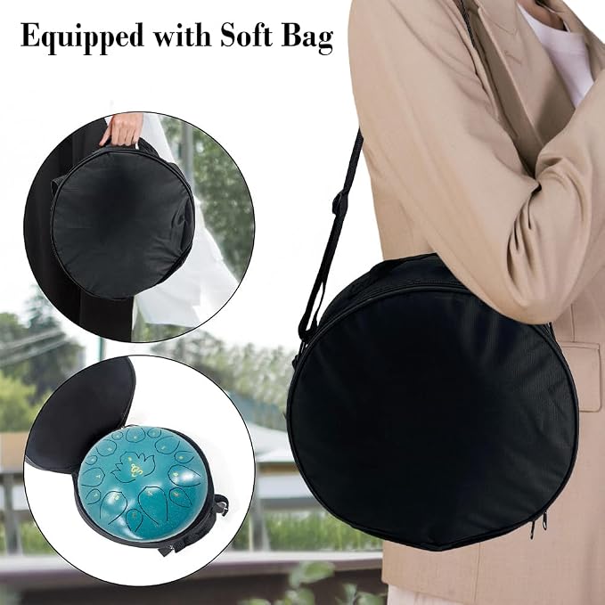 12 Inches 15 Notes Rain Drum for Outside,Steel Tongue Drum with Mallets & Storage Bag,Meditation Rain Chime for Adults,Friends,Family