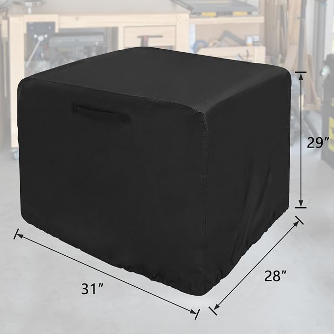 Waterproof Universal Generator Cover for Most Generators 6500-9000 Watt, Heavy Duty Thicken 600D Polyester,Weather and UV Resistant(31 x 29 x 28 inch-Black)
