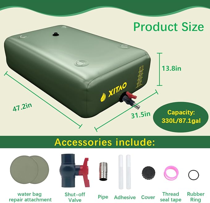 XITAO Water Bladder Storage Containers, Water Tank Foldable Portable Water Storage,Water Storage Bag Containers for RV, Camping, Garden, Irrigation, Drought Resistance, Firefighting
