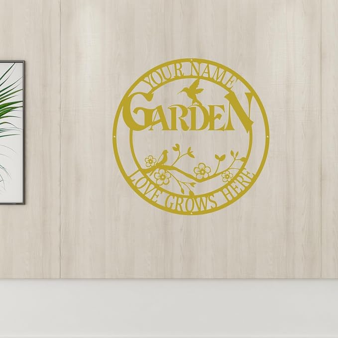 CFC0121319 Customized Name Wall Art for Outdoor Decor，Large Garden Sign, Metal Garden Signs to Personalize, Personalized Metal Signs, for Vegetable She Shed，Outdoor metal plaque