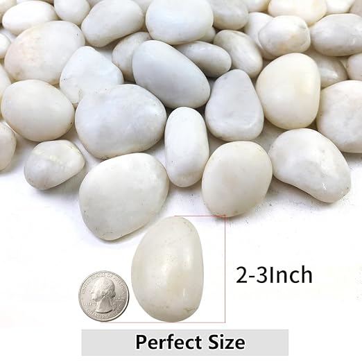 YISZM 5lbs White River Rocks, 2-3 Inch Natural Pebbles for Indoor Plants, High Polished Decorative Stones Vase Filler Fish Tank Aquariums Landscaping Garden Outdoor and Indoor DIY