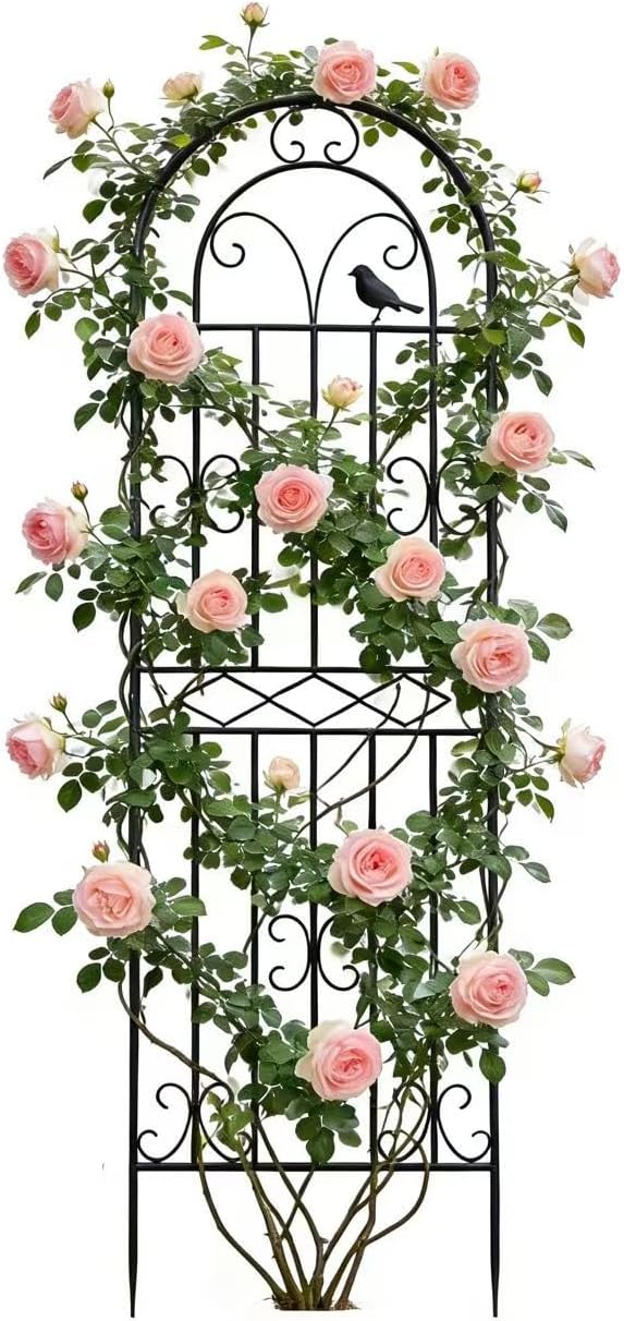 1 Pack 70.8"x19.7" Metal Gardon Trellis for Climbing Plants Flowers Outdoor, Rustproof, Heavy Duty, Black Coating Plant Support for Rose, Vines, Flowers, Perfect for Training Climbing Plants, Black