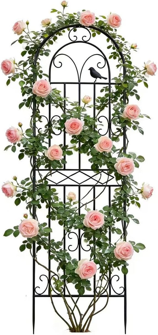 1 Pack 70.8"x19.7" Metal Gardon Trellis for Climbing Plants Flowers Outdoor, Rustproof, Heavy Duty, Black Coating Plant Support for Rose, Vines, Flowers, Perfect for Training Climbing Plants, Black