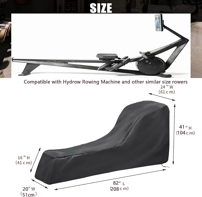 Rowing Machine Cover, Rower Outdoor Cover for Concept 2 Rowing Machine Waterproof Row Machine Cover for Hydrow Rowing Machine, Dustproof Fitness Equipment Protective Cover