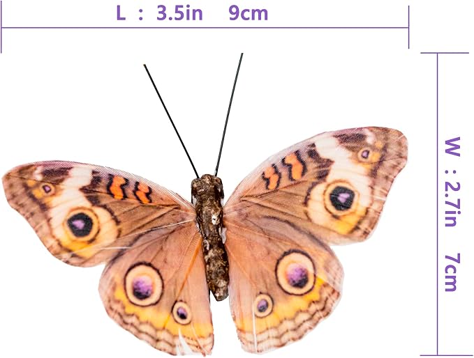 YCHTEWY-Feather Fake Butterfly for Craft Decoration Set of 12 with Clip Wedding Home Flower Pot Christmas Party Spring Home Decor Floral……
