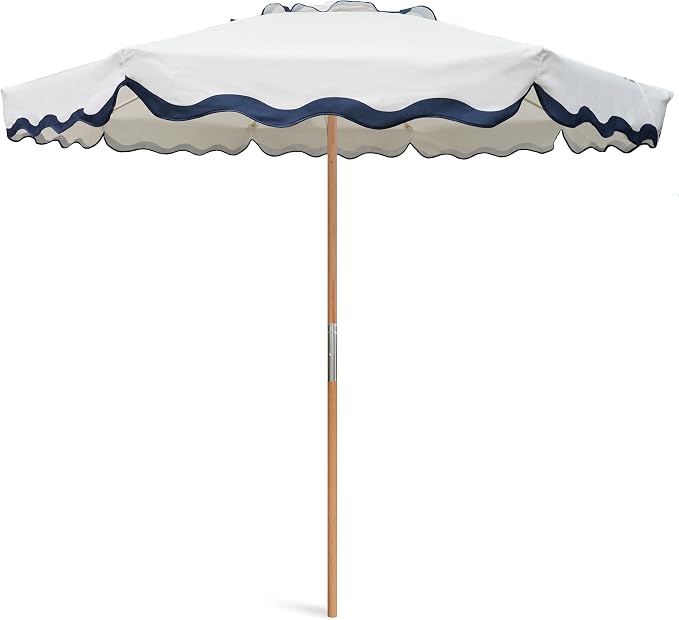 AMMSUN 7.8FT Outdoor Patio Umbrella, Boho Market Table Umbrella Wood Pole | Heavy-Duty Build Quality, UPF 50+ Sun Protection and Waterproof Canvas, Hand-Crafted Ash Wood Pole, Air Vent, a Carry Bag