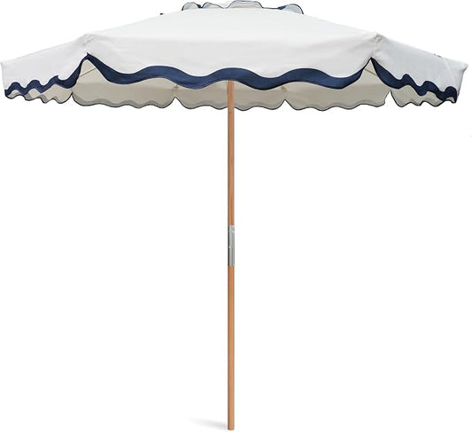AMMSUN 7.8FT Outdoor Patio Umbrella, Boho Market Table Umbrella Wood Pole | Heavy-Duty Build Quality, UPF 50+ Sun Protection and Waterproof Canvas, Hand-Crafted Ash Wood Pole, Air Vent, a Carry Bag