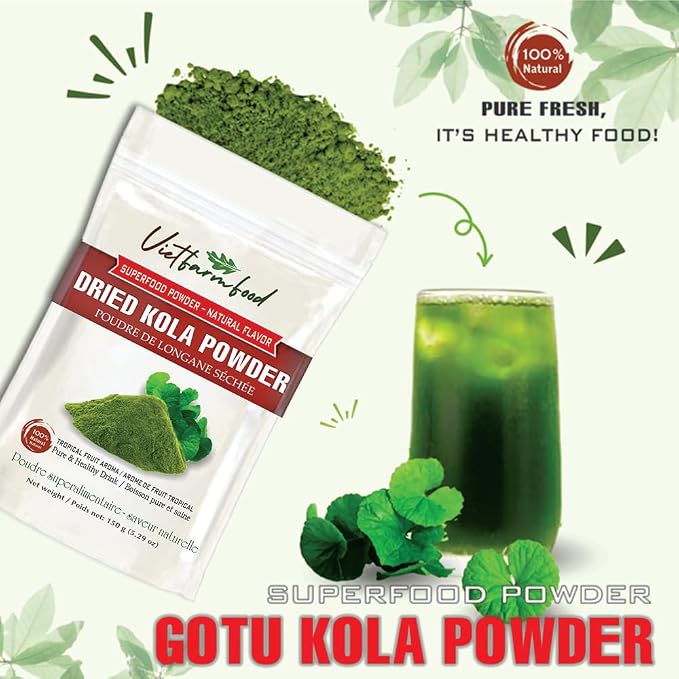 GOTU KOLA POWDER 5.29 oz (150g) VIETFARMFOOD: Pure freeze-dried vegetable powder, made from real vegetables with no added sugar - Perfect for daily nutrition to keep your body full of vitality