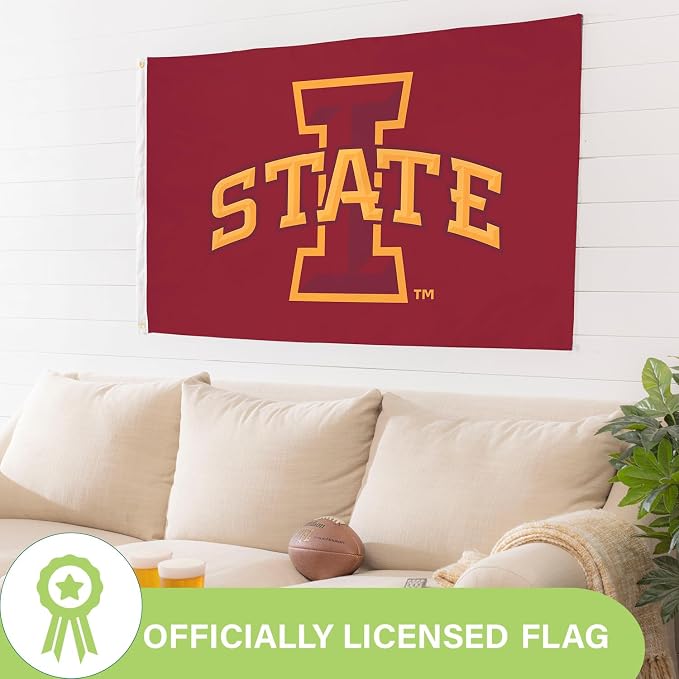 NCAA Iowa State University Flag with Grommets, 3'x5' ISU Cyclones Outdoor College Flags & Banners for Garden Patio Indoor Wall Décor