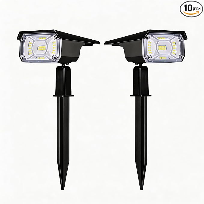 LEREKAM Solar Spot Lights, IP65 Waterproof 40 LEDs Landscape Spotlights, USB & Solar Powered Wall Lights, Dark Sensing Auto On/Off, 3 Modes Outdoor Solar Garden Lights for Yard Porch 2 Pack