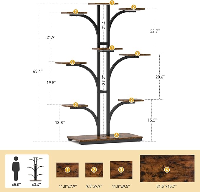 XCSOURCE Plant Stand Indoor with Grow Light, 9-Tiered Plant Shelf Display Rack Holder, Flower Stand for Multiple Plants, Living Room, Garden, Patio