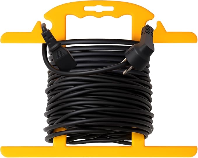 Ripeng 1 Pcs Heavy Duty Extension Cord and Hose Reel with Carrying Handle, Durable ABS H-shape Design Fits 100ft Cord Cable or Water Hose, 50ft Soaker Tube Management (Yellow)