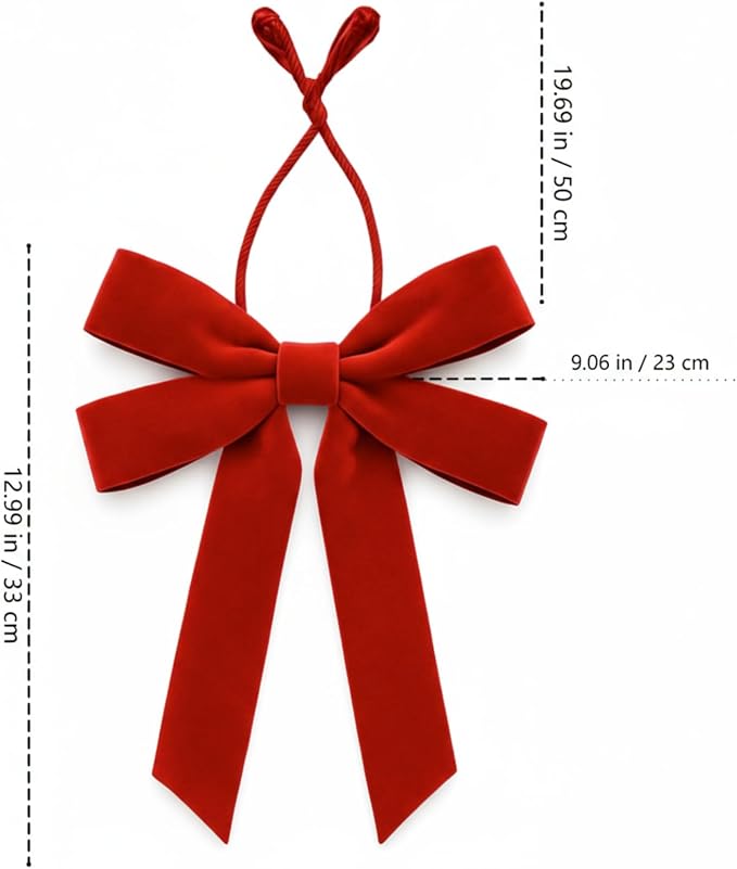 Soulchen 12 Pcs 20 Inches Christmas Garland Ties with Large Velvet Bows Reusable Holiday Wreath Twist Tie Bows for Banister Christmas Tree Indoor Outdoor Party Decorations (Red)