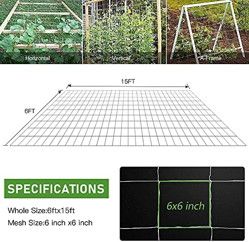 Trellis Netting, CANAGROW Heavy-Duty Garden Plant Trellis Netting for Climbing Plants, Outdoor Indoor Grow Net for Beans Tomatoes Peas Pumpkin Flowers, 6x15ft, 1 Pack - Image 2
