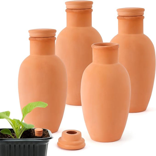4pcs 3.1in Plant Self Watering Globes Ollas Watering Pots Drip Irrigiation Olla System Terra Cotta Clay Irrigation Pots Terracotta Self Watering